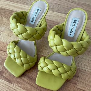 Steve Madden Kenley Yellow Braided Heels